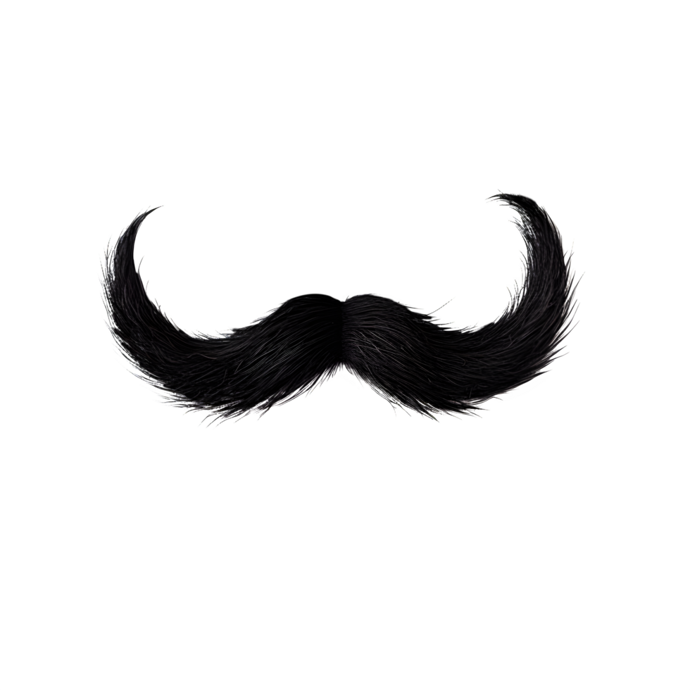 AI generated Real Black Mustache on Transparent Background. AI Generated png