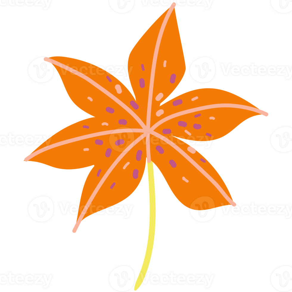 AI generated an orange leaf with a yellow center, cartoon style png