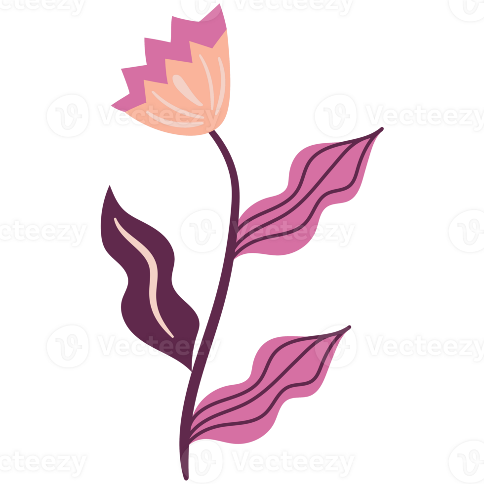 AI generated a flower with leaves and a stem on a transparent background png