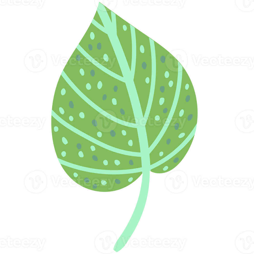 AI generated a green leaf with dots on it, on a transparent background png