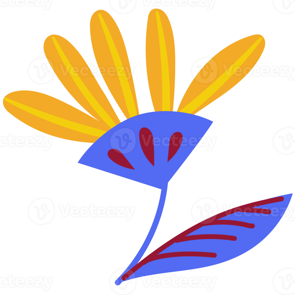 AI generated a flower with yellow and blue petals on a transparent background png