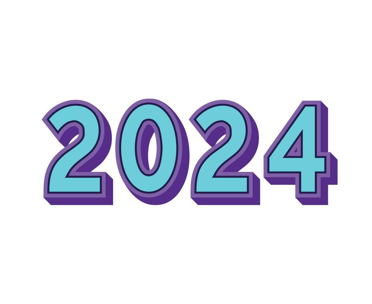 Happy New Year 2024 Abstract Purple And Cyan Graphic Design Vector Logo Symbol Illustration