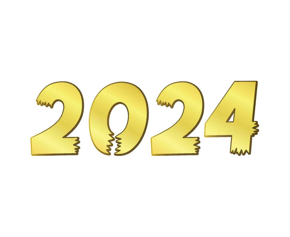 Happy New Year 2024 Abstract Gold Graphic Design Vector Logo Symbol Illustration
