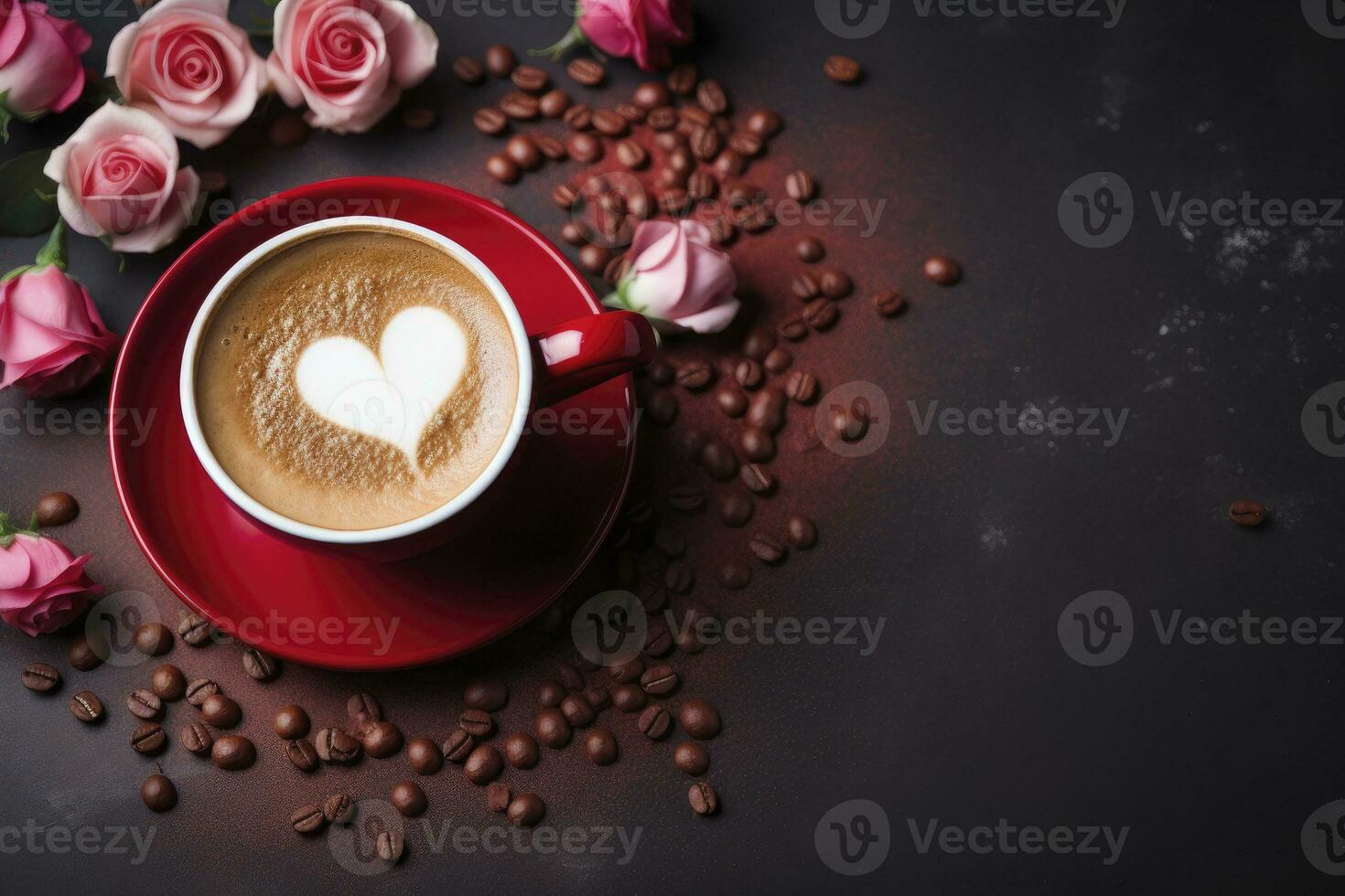 AI generated Valentine's Day Coffee. AI Generated photo