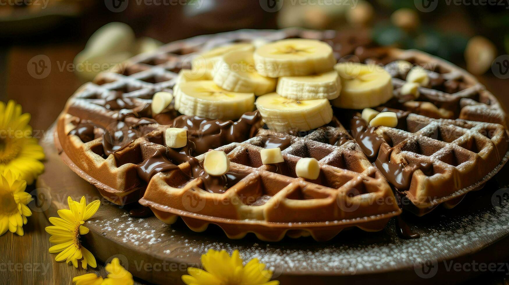 AI generated delicious homemade waffle food photo