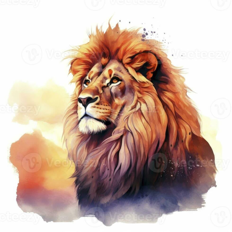 AI generated Watercolor Lion on a white background. For T-shirt Design. AI Generated photo