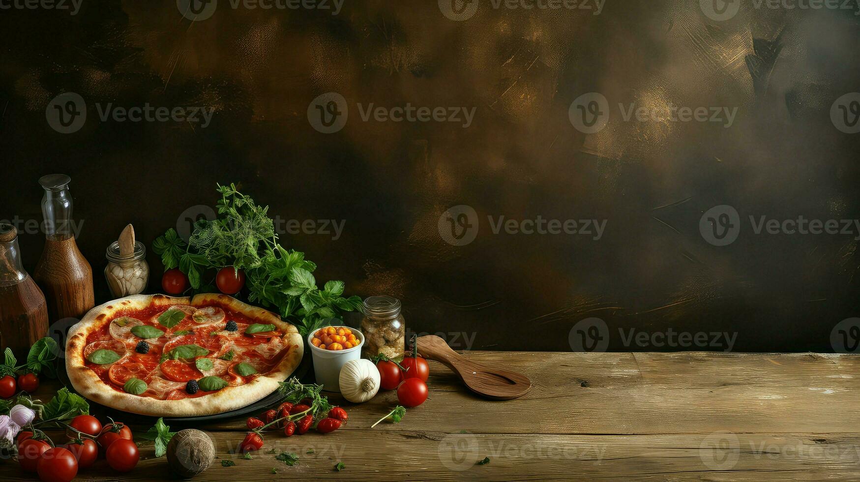 AI generated cheese rustic pizza food photo