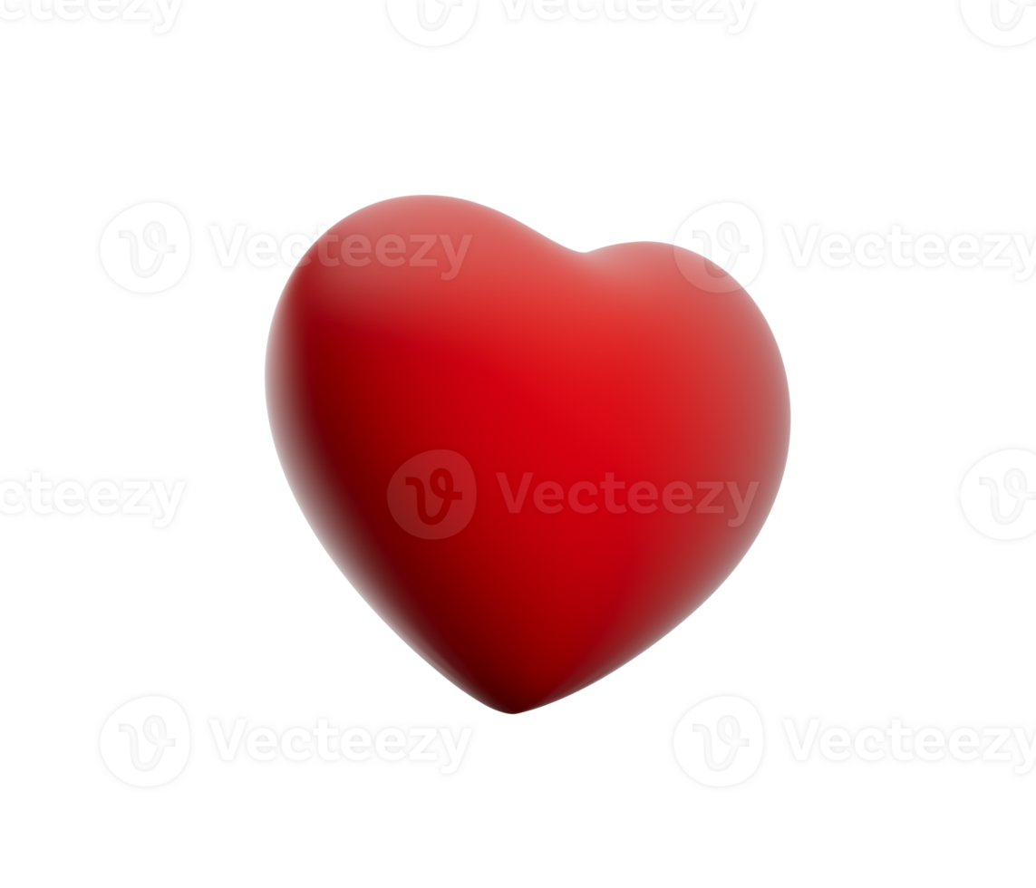 Red heart. 3d design icon heart symbol love. 3d illustration png