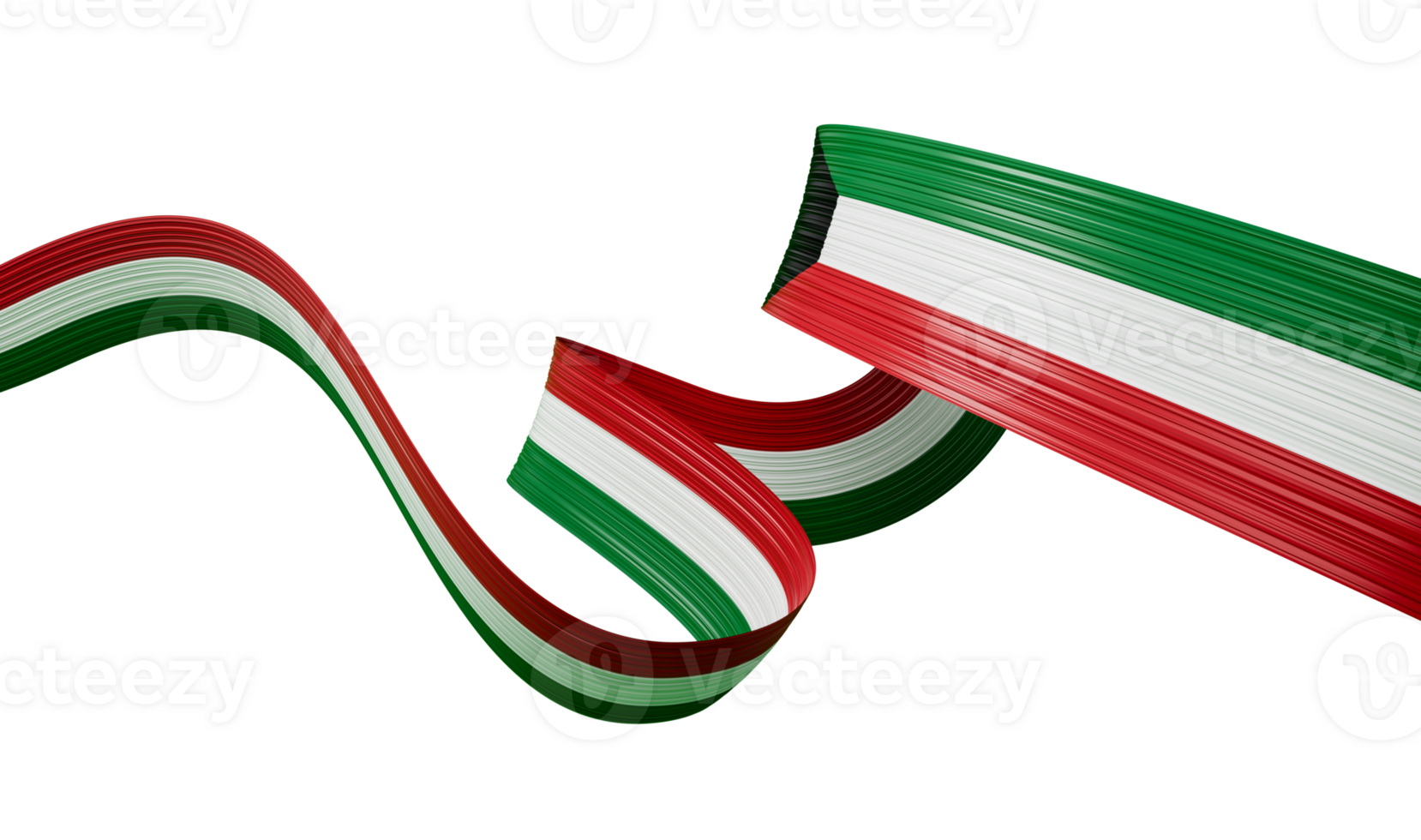 3d Flag Of Kuwait Country, 3d Wavy Shiny Kuwait Ribbon, 3d illustration png