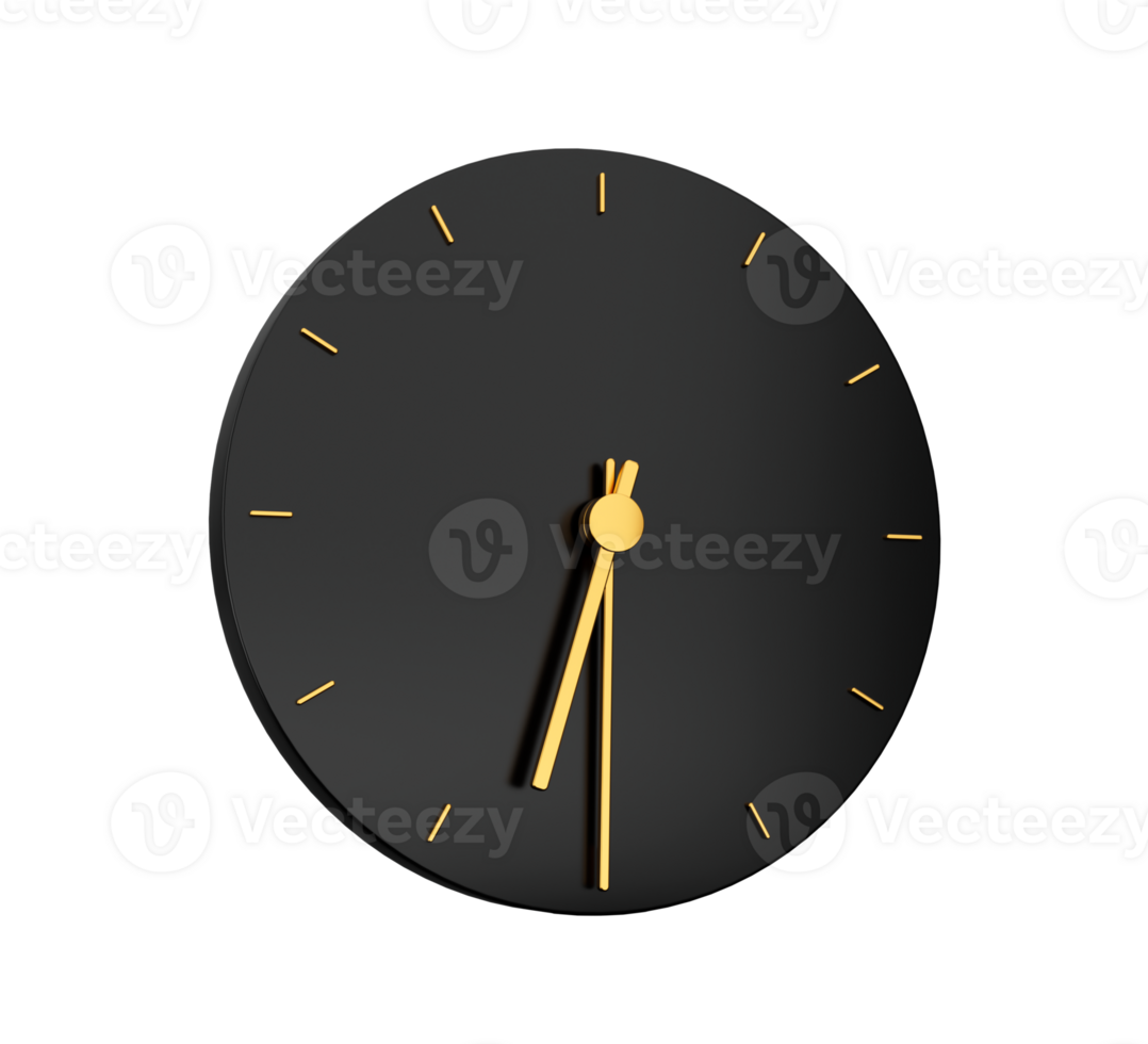 Premium Gold Clock icon isolated half past Six o clock black icon, Time icon Six thirty 3d illustration png