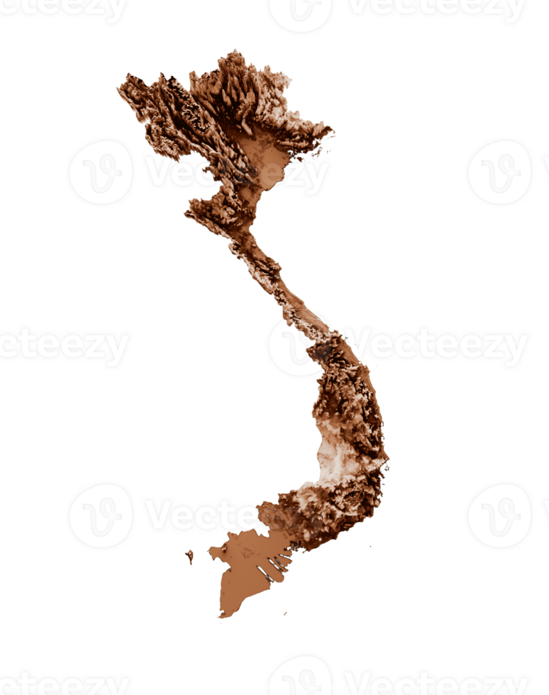 Map of Vietnam in old style, brown graphics in a retro style Vintage Style. High detailed 3d illustration png