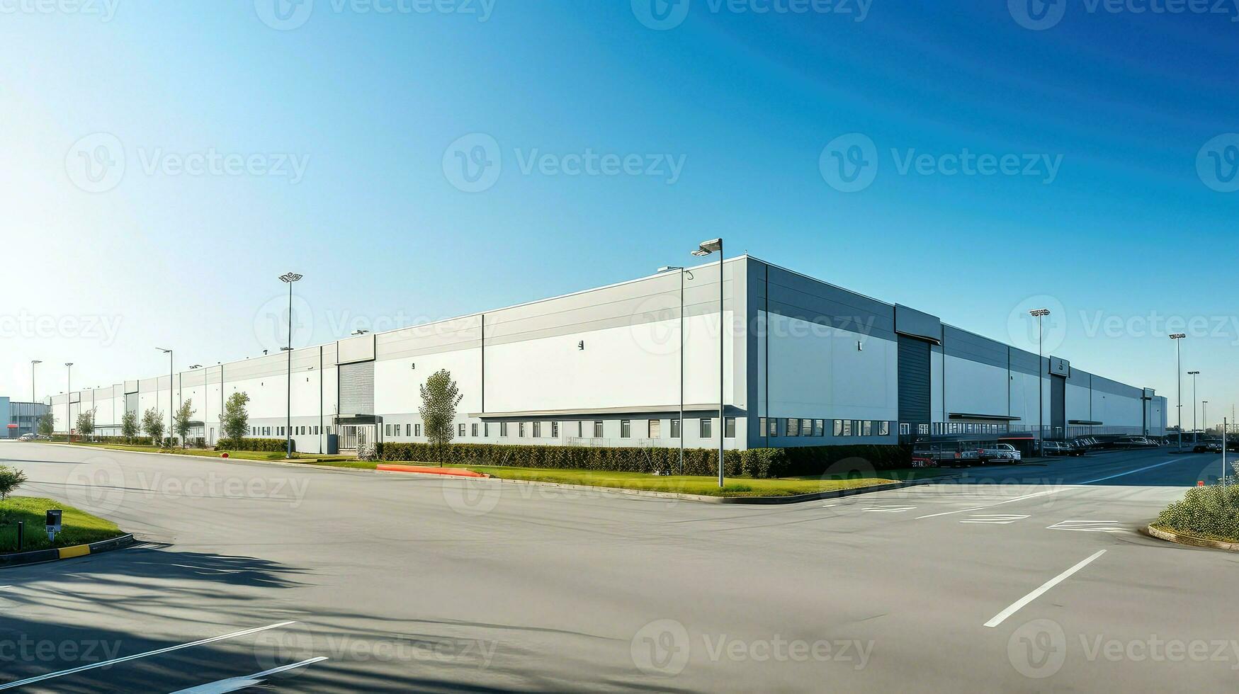 AI generated storage building warehouse background photo