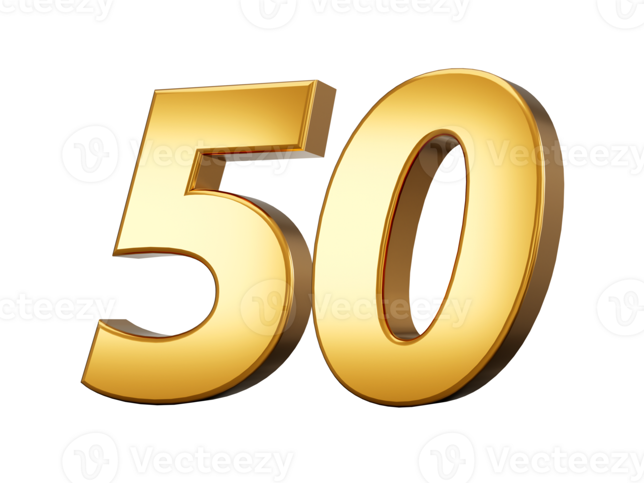 Gold number 50 Fifty . shiny 3d number made of gold 3d illustration png