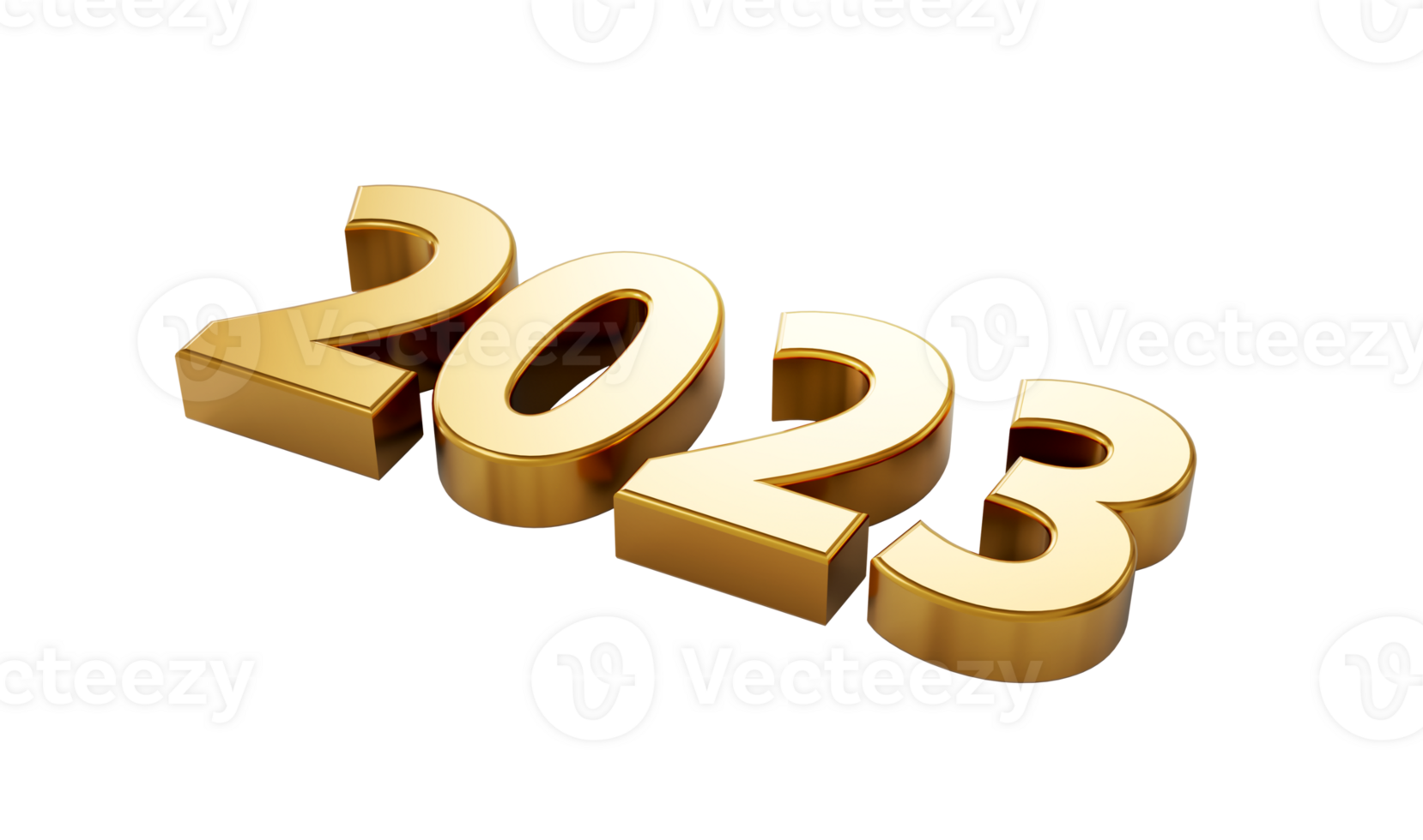 2023 Years sign golden metallic Happy New Year 3d illustration png