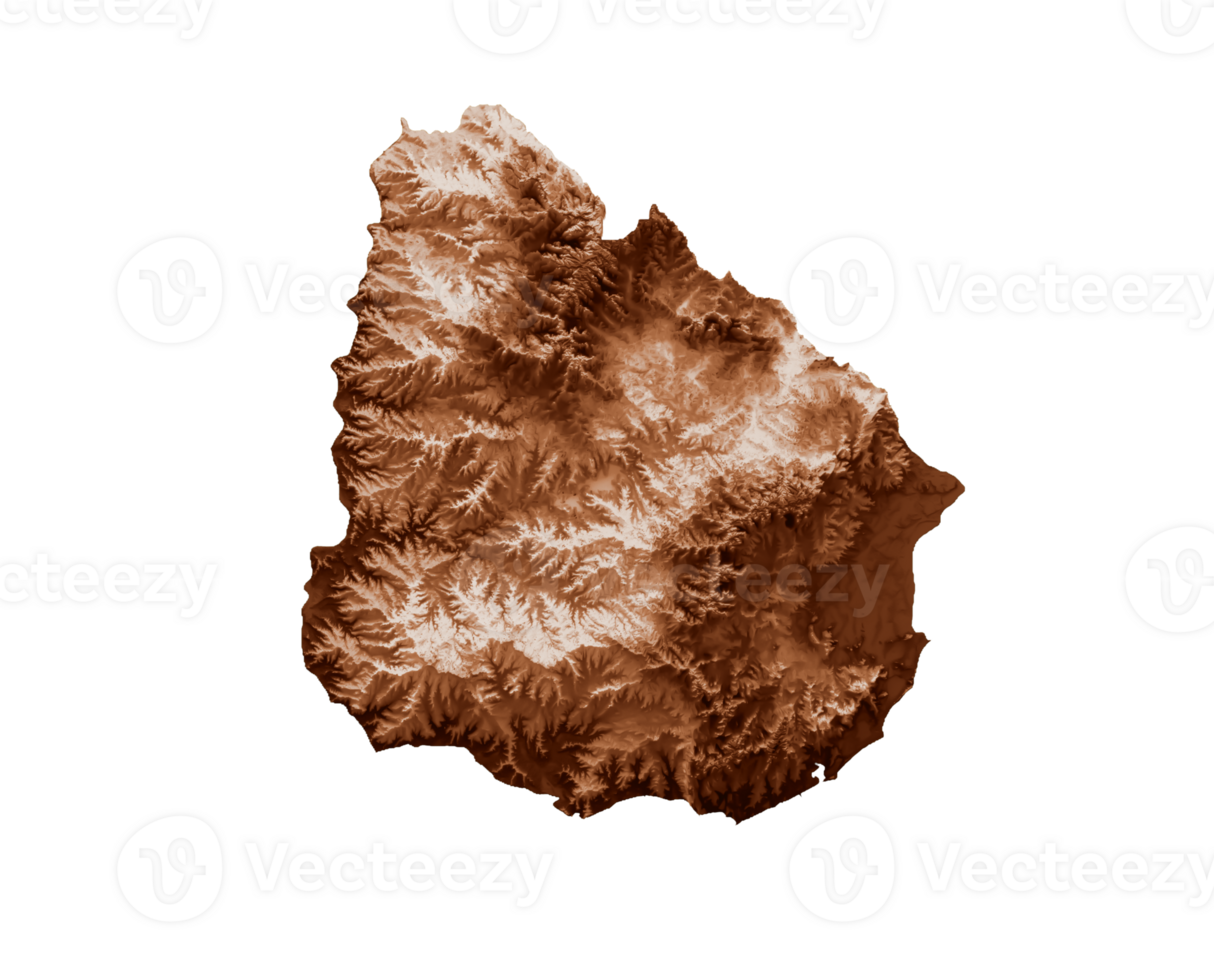 Map of Uruguay in old style, brown graphics in a retro style Vintage Style. High detailed 3d illustration png