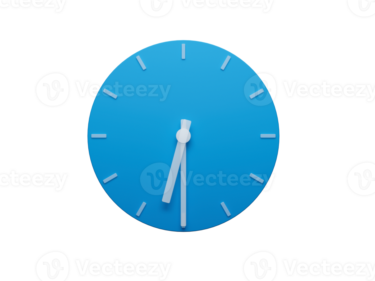 Minimal Clock time half past 6 o'clock or Six thirty 3d illustration png