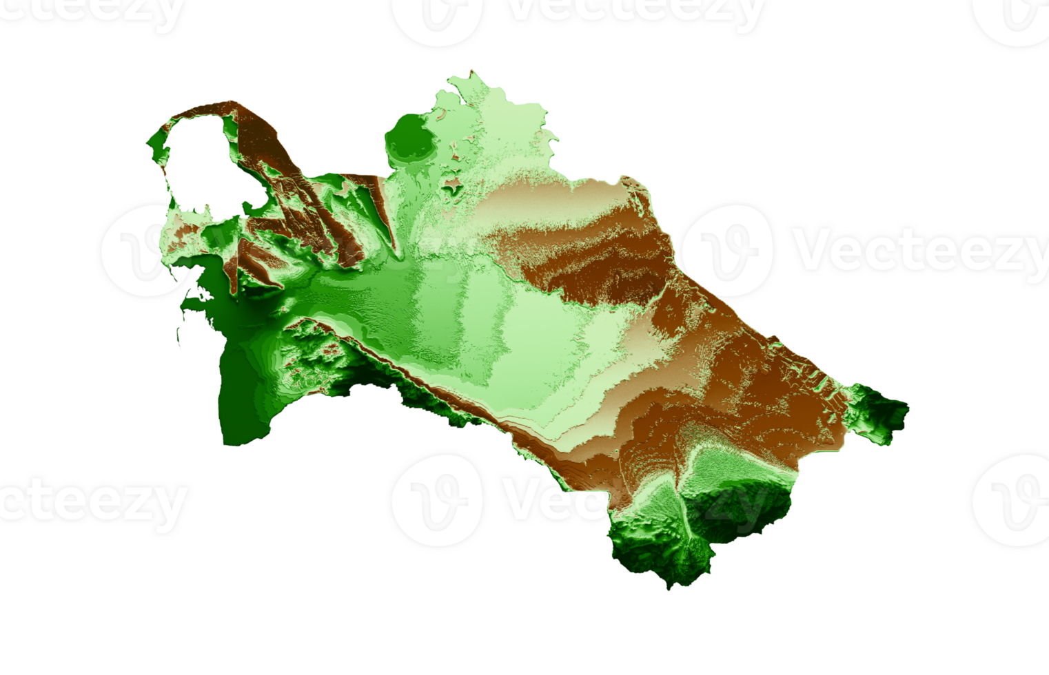 Turkmenistan Topographic Map 3d realistic map Color 3d illustration png