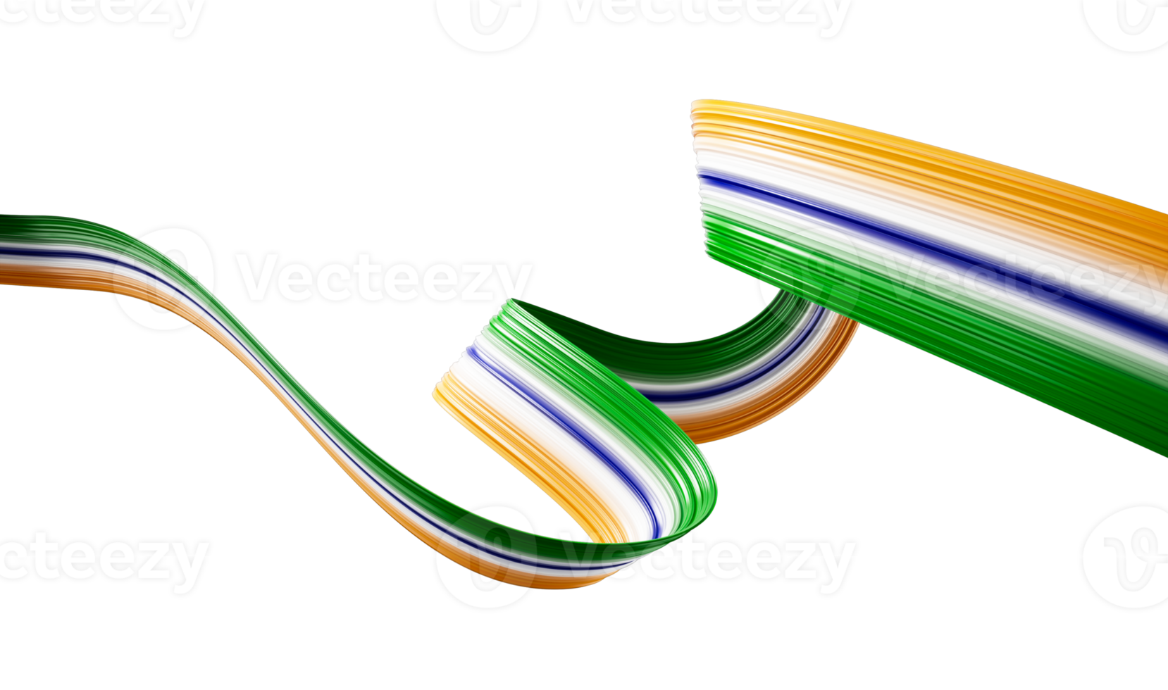Abstract wavy ribbon with Indian national flag colors Modern minimal 3d illustration png