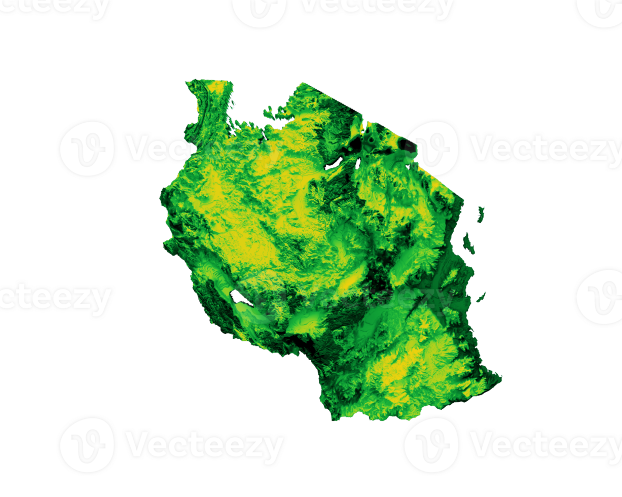 Tanzania Map Shaded relief Color Height map 3d illustration png