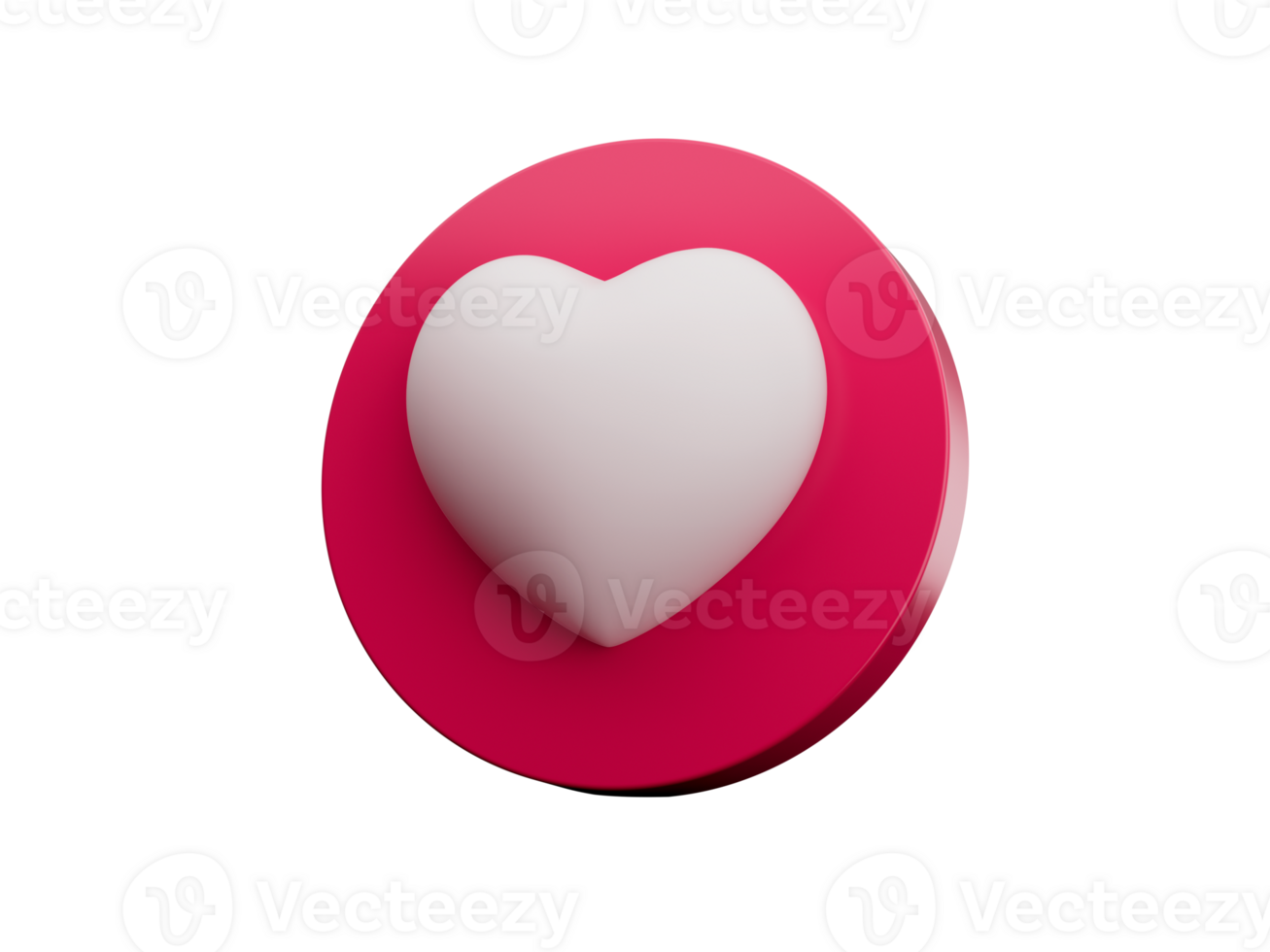 3d social media notification love like heart icon in white pin with shadow 3D illustration png