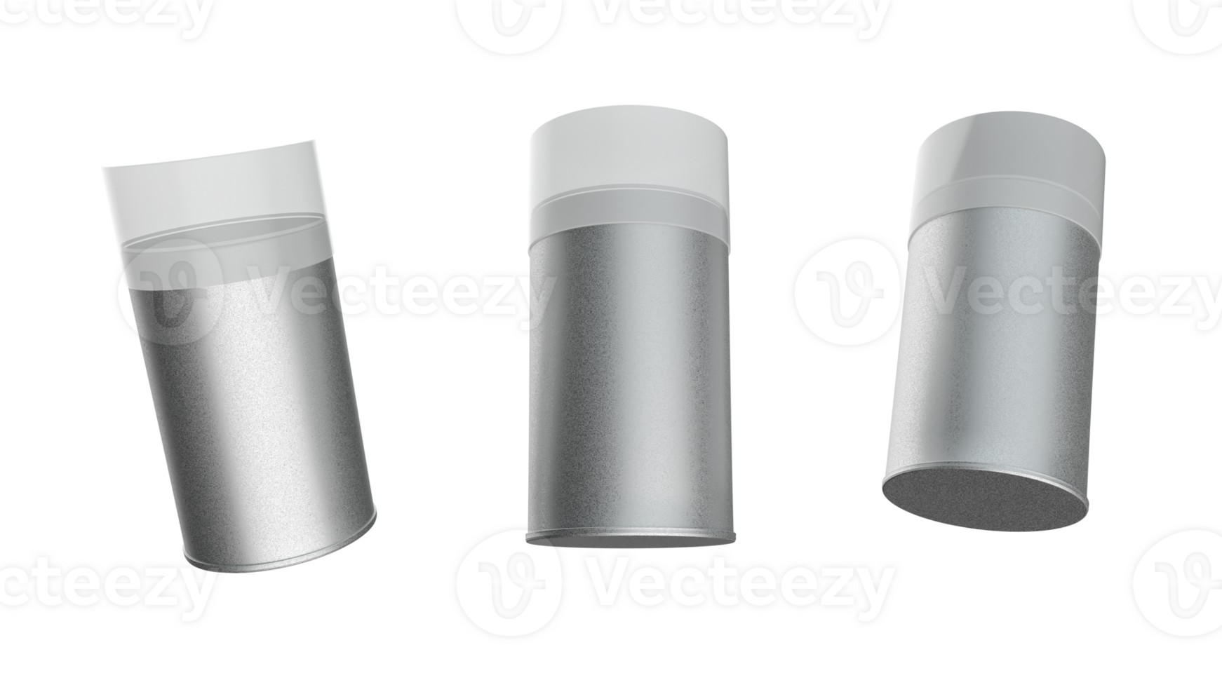 Realistic rough metal Jar cylinder Shape container in the air 3d illustration png