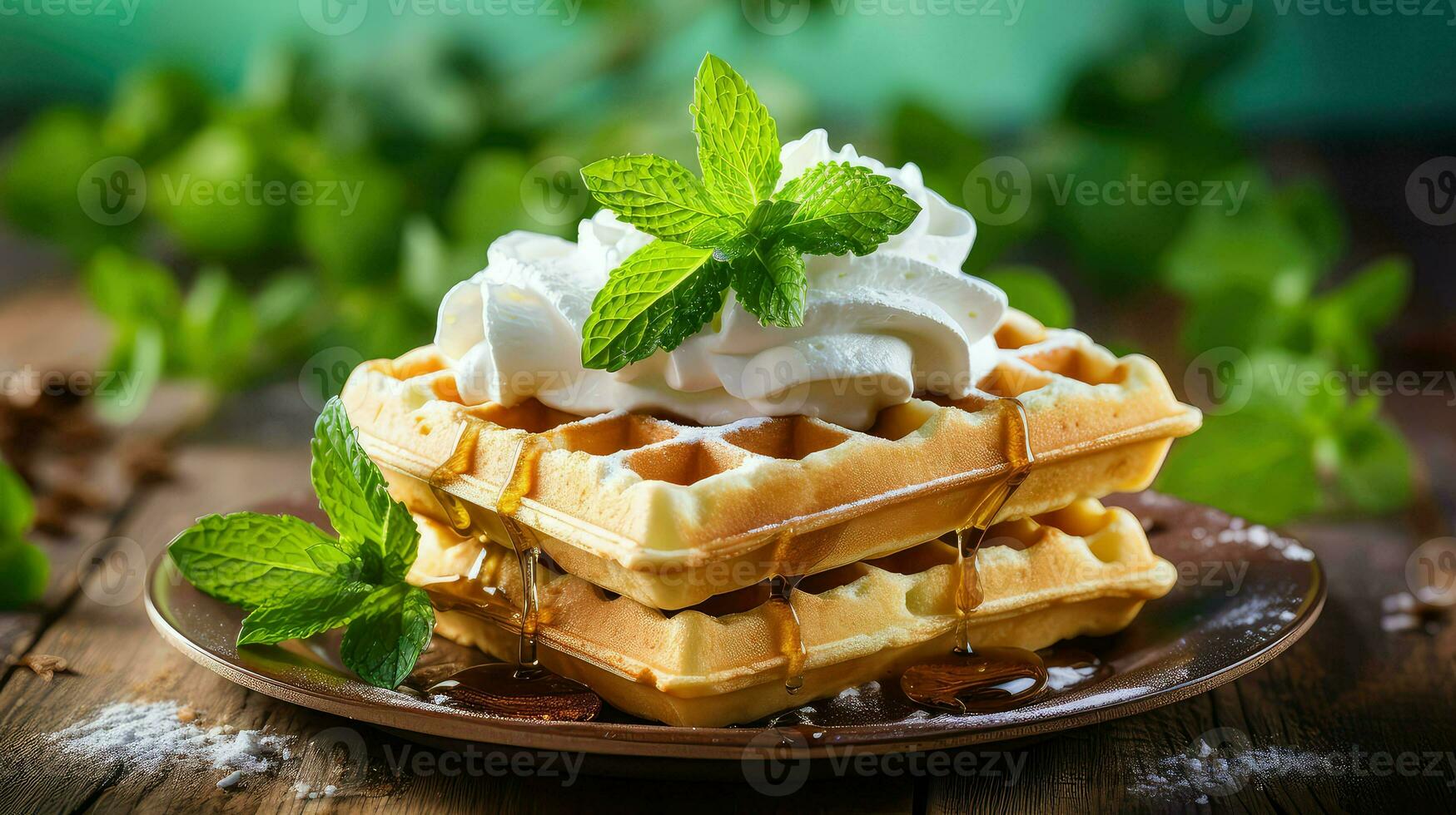 AI generated sweet dessert waffle food photo