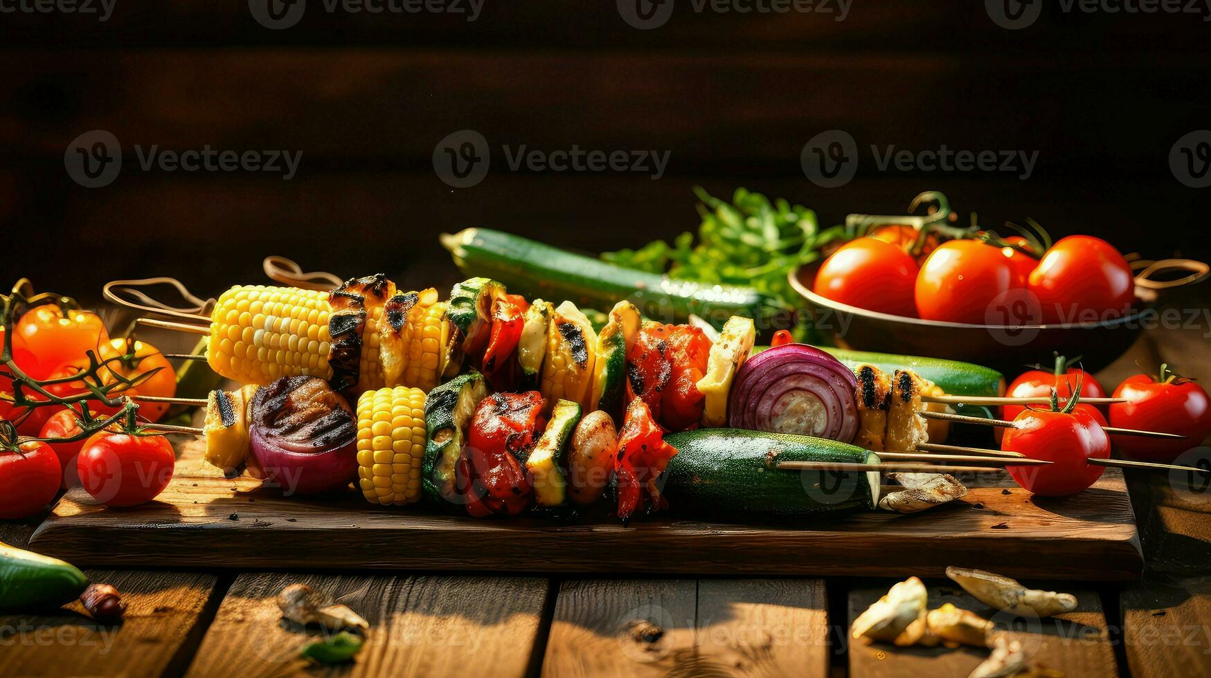 AI generated kabobs vegetable bbq food photo