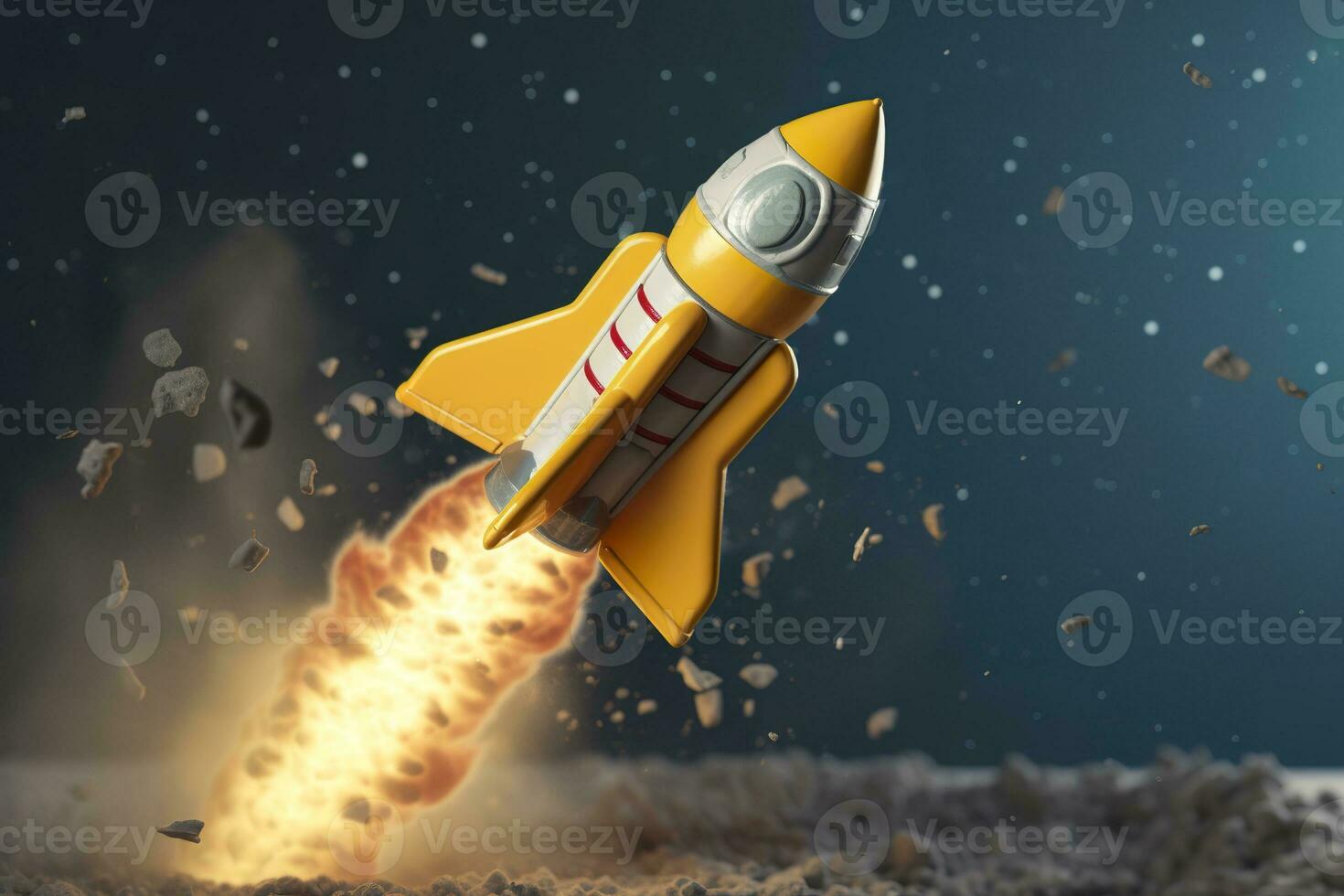 AI generated Toy rocket takes off business and finances success concept. AI Generative photo