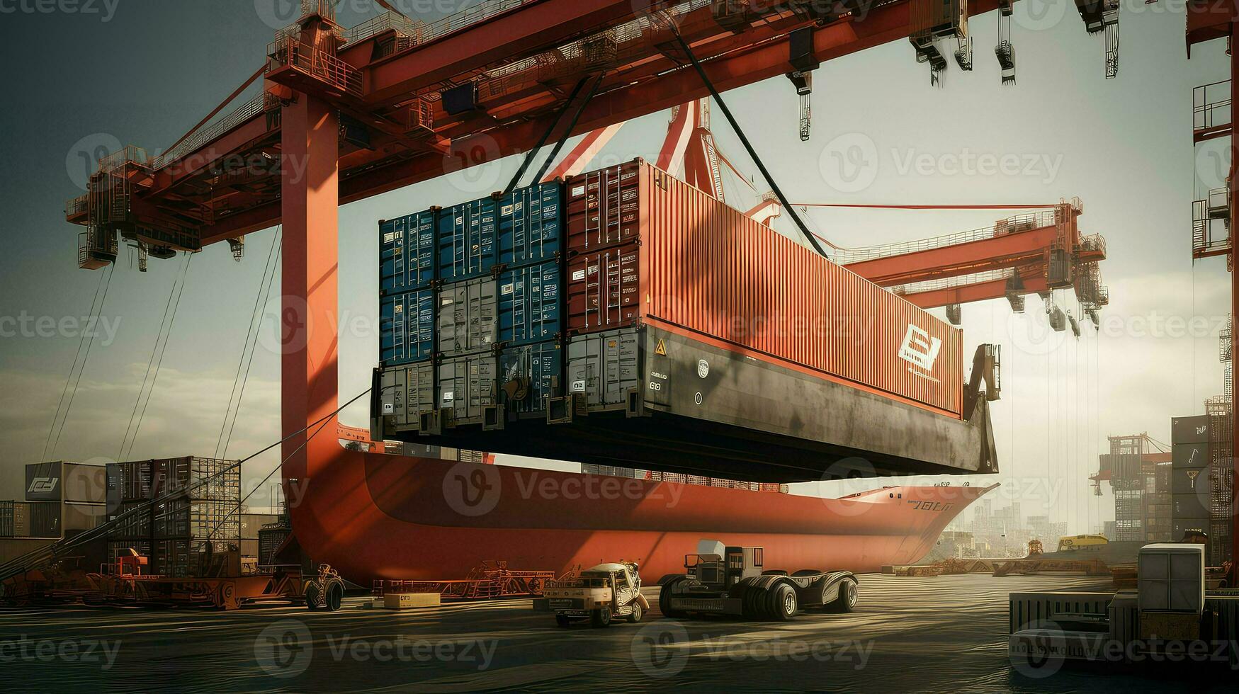 AI generated trade export ship cargo photo