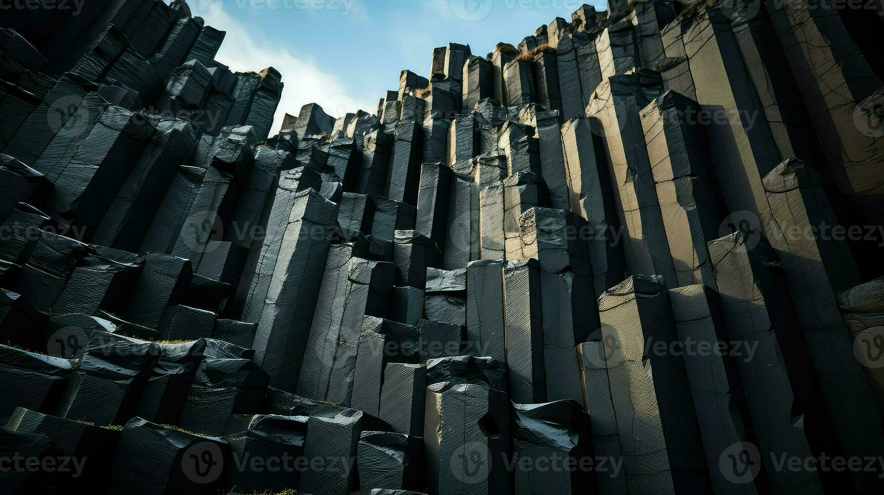 AI generated nature basalt columns landscape photo