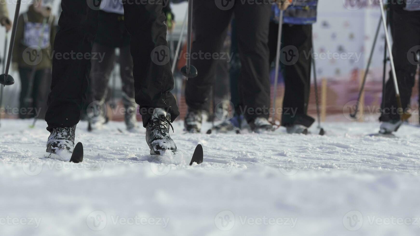 Mass start men athletes skiers during Championship on cross country skiing photo