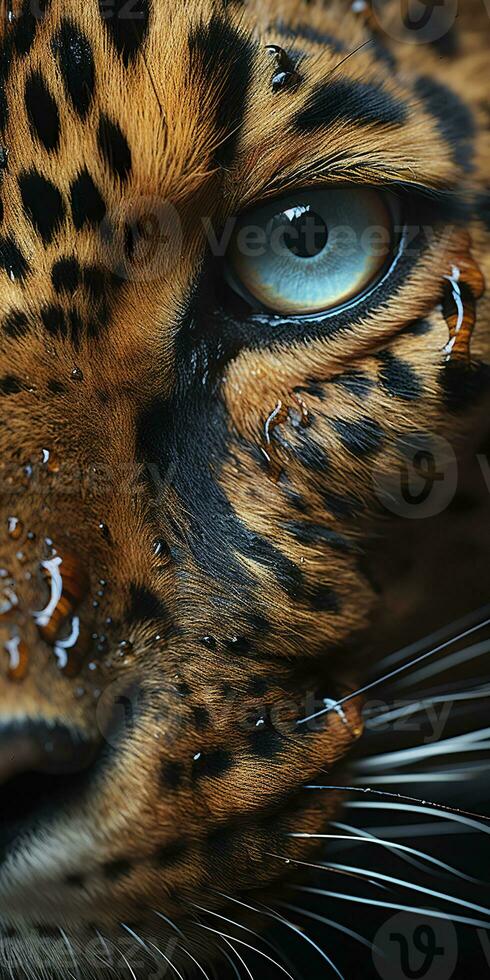 AI generated Leopard macro photography. AI Generated photo