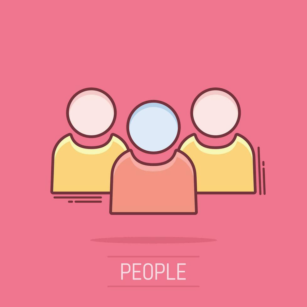 People communication icon in comic style. People vector cartoon illustration pictogram. Partnership business concept splash effect.