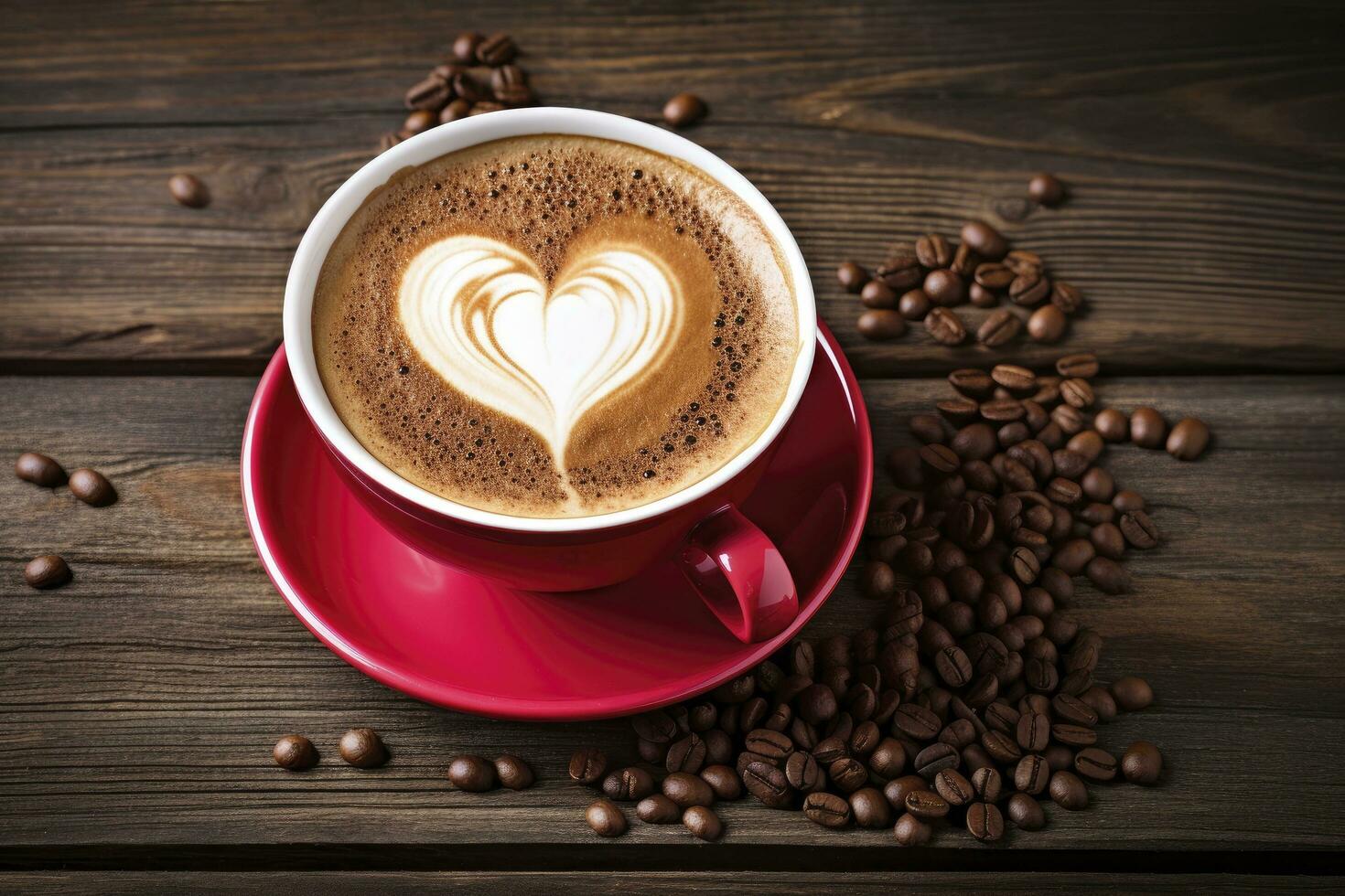 AI generated Valentine's Day Coffee. AI Generated photo