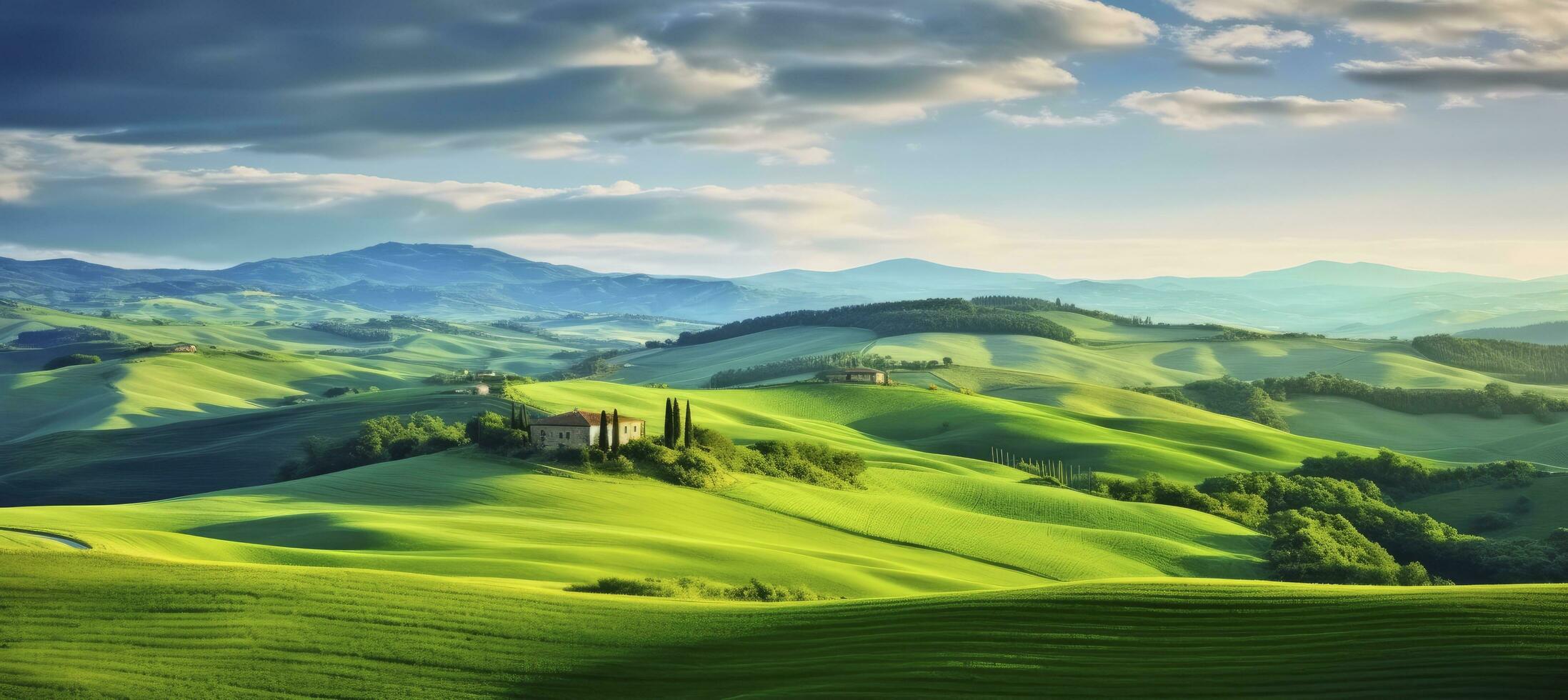 AI generated Green hills . AI Generated photo