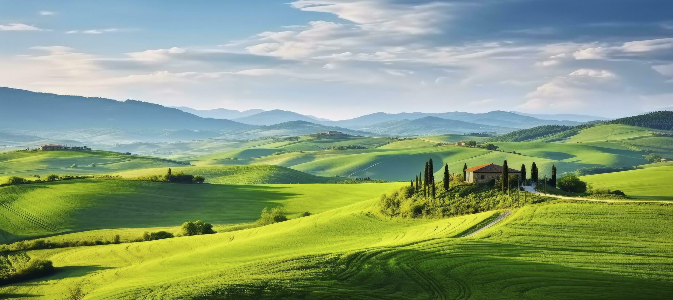 AI generated Green hills . AI Generated photo