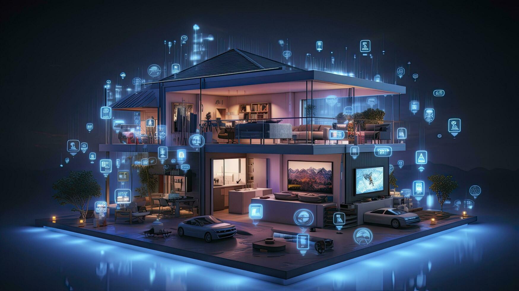 AI generated A Glimpse into the Connected Smart Home of Tomorrow. AI Generated photo