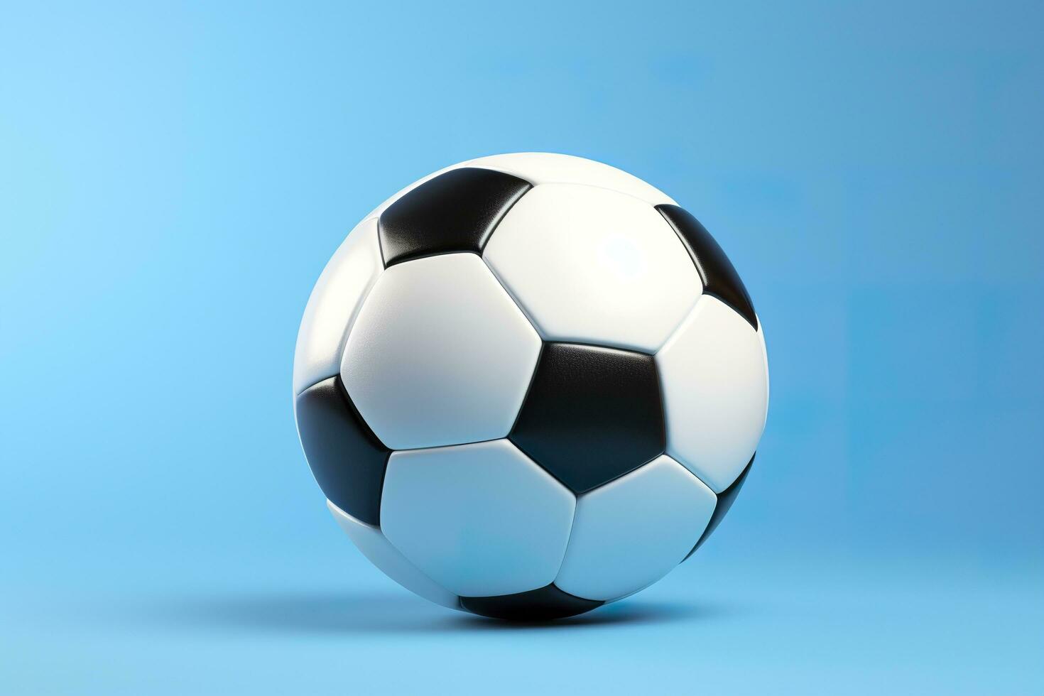 AI generated soccer ball on light blue background. Generative AI photo