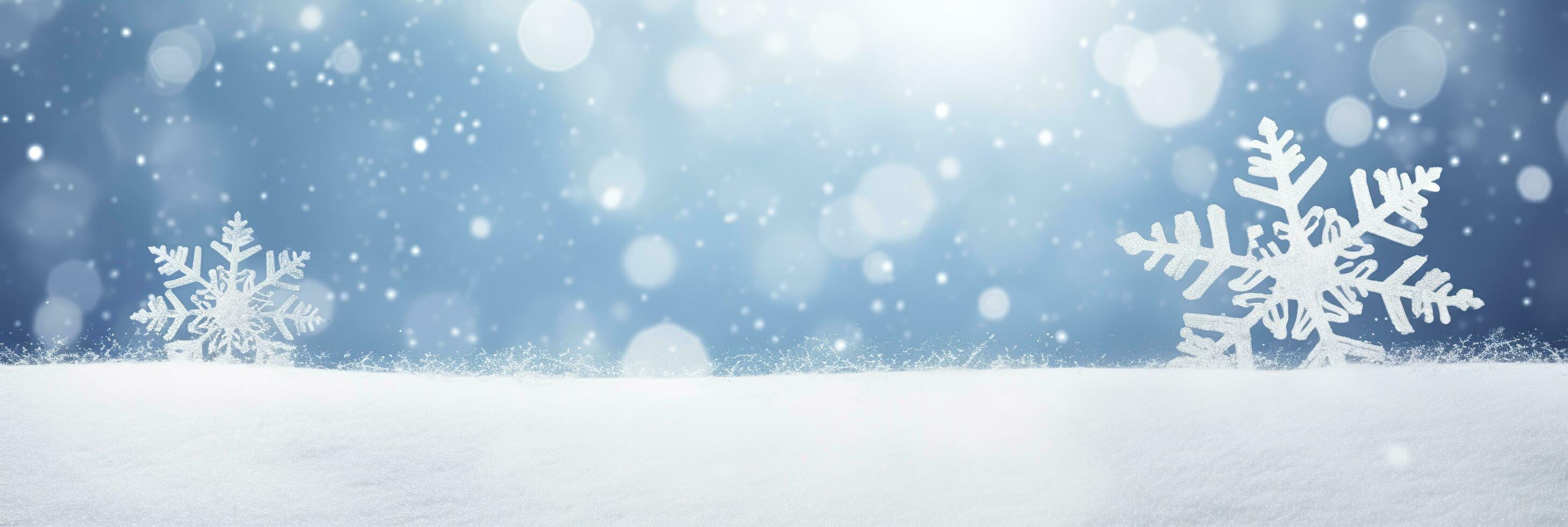 AI generated Snowflake on snow.Winter holidays background. Generative AI photo