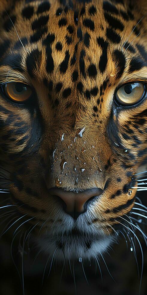 AI generated Leopard macro photography. AI Generated photo