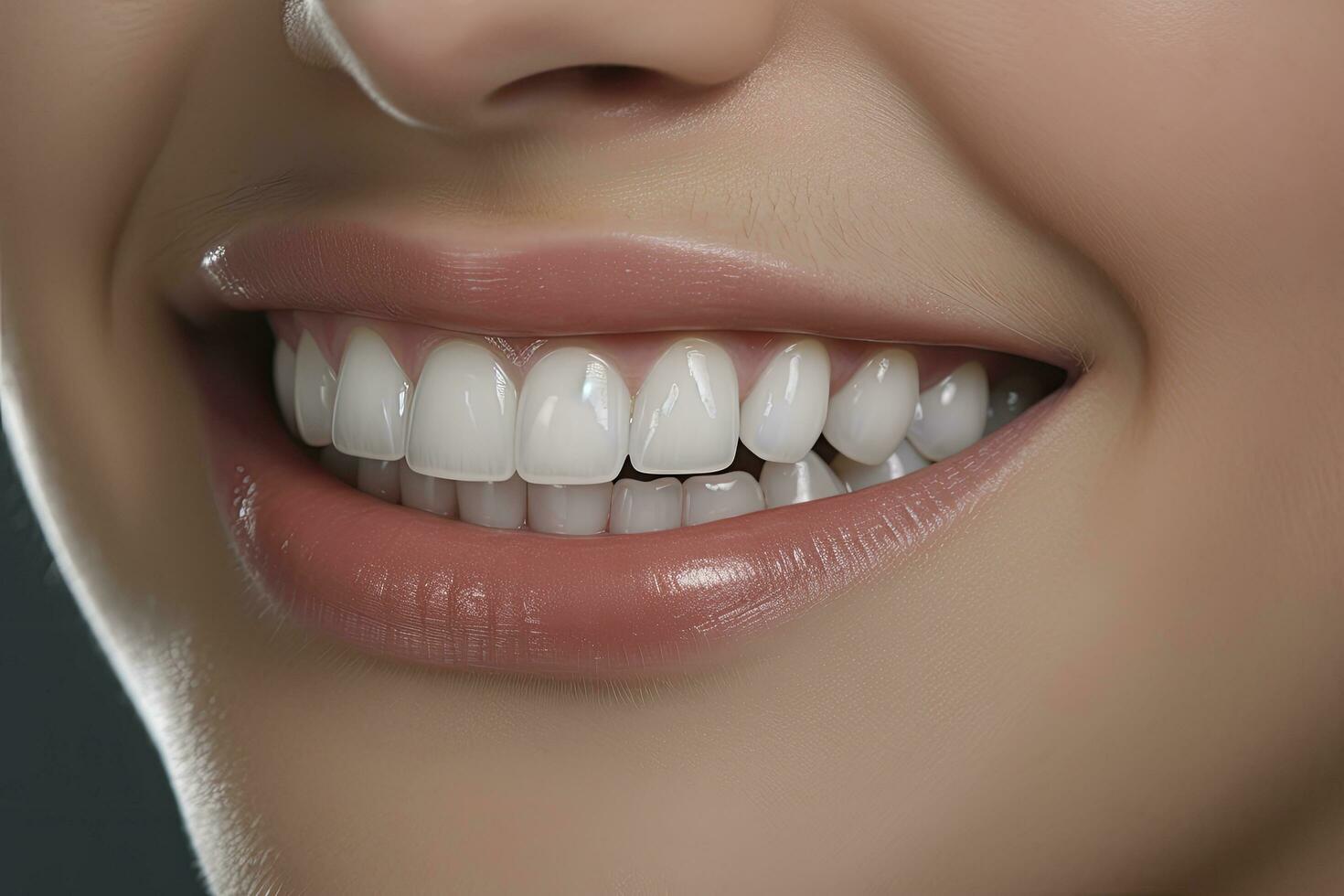 AI generated Close up of a smile with nice white teeth. AI Generated photo