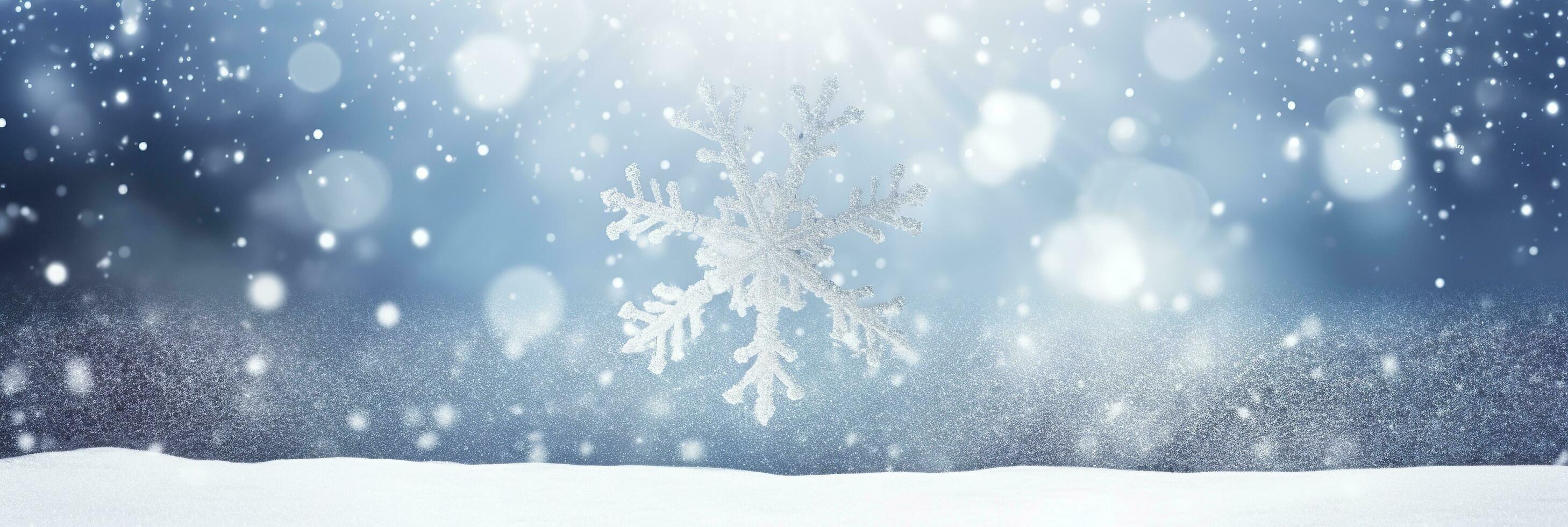 AI generated Snowflake on snow.Winter holidays background. Generative AI photo