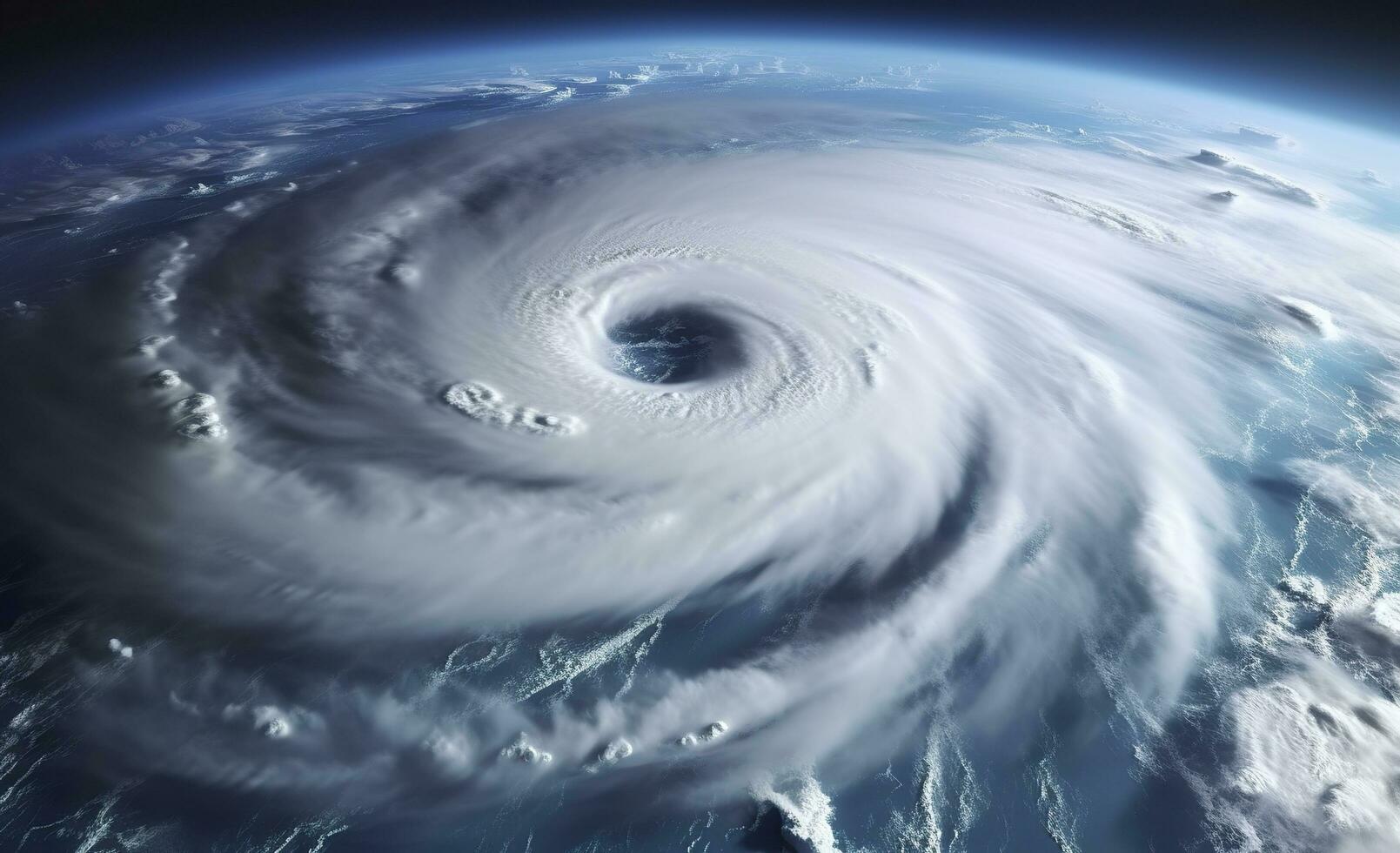 AI generated Super Typhoon, tropical storm, cyclone, tornado, over ocean. Weather background. Generative AI photo