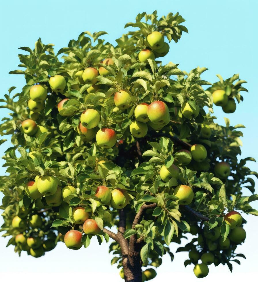 AI generated A beautiful green apple tree. AI Generated photo