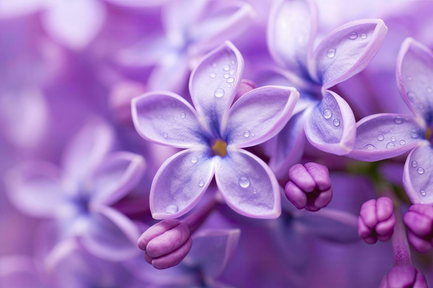 AI generated Lilac blossom macro background with copy space. AI Generated photo