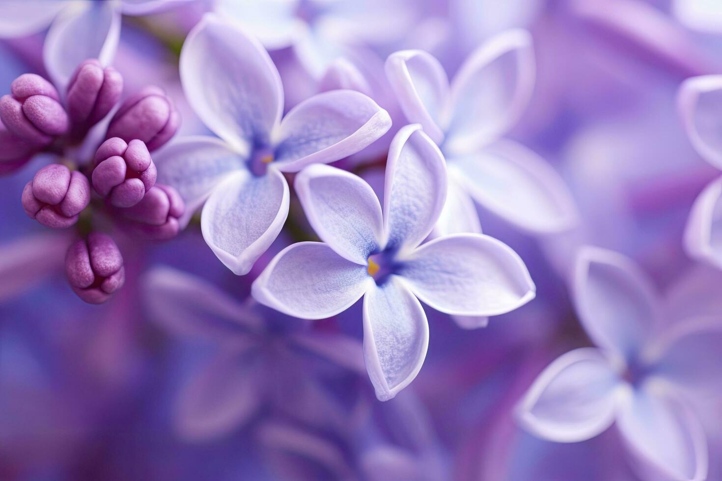 AI generated Lilac blossom macro background with copy space. AI Generated photo