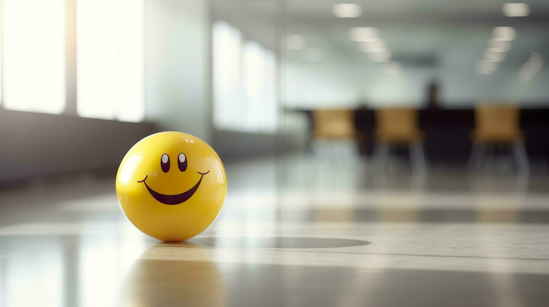 AI generated A Yellow Smiling Ball Can Promote a Positive Work Environment. Generative AI photo