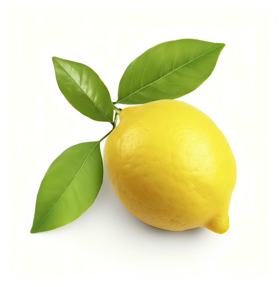 AI generated Lemon with leaf isolated on white background. AI Generated photo
