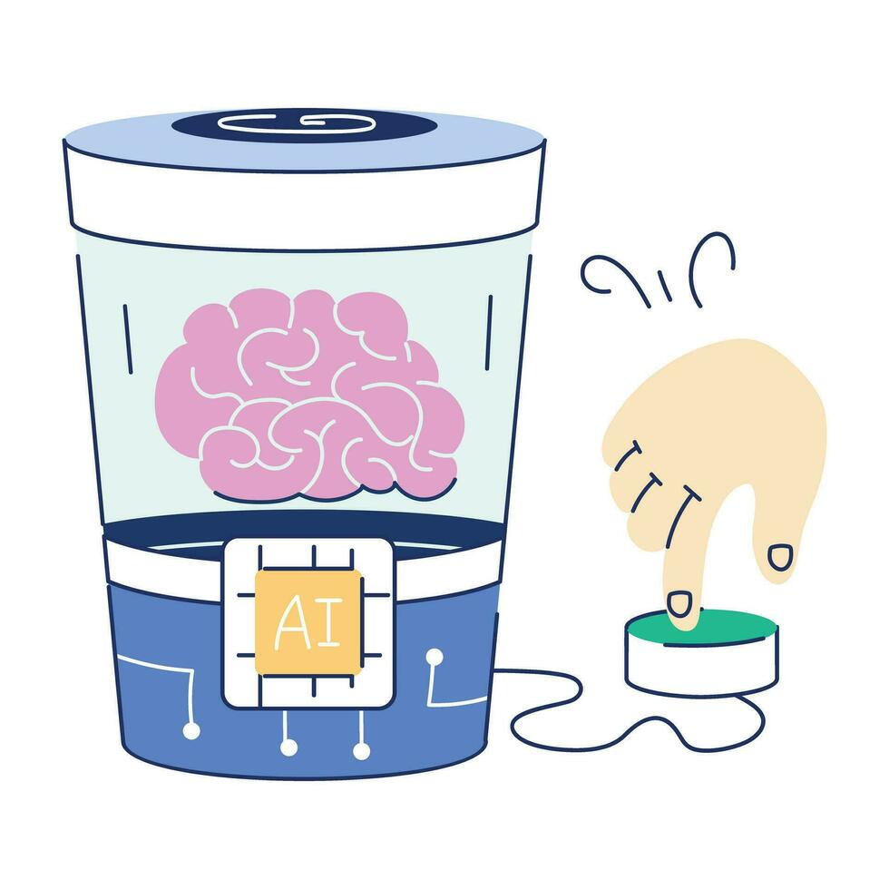 AI Innovations Hand Drawn Illustration vector