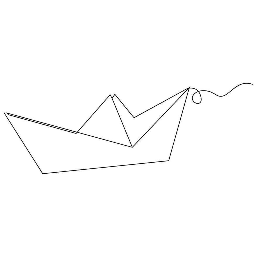 continuous paper boat single line outline vector art drawing and simple one line minimalist design